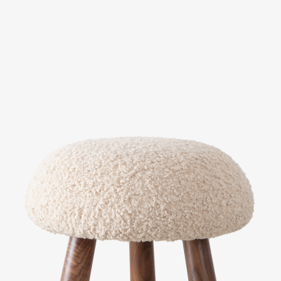  Object Refinery Wooly Ottoman in Natural Faux Lambswool Walnut by Object Refinery