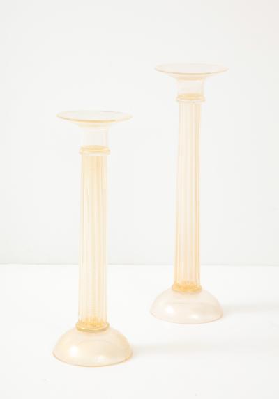  Oggetti Oggetti Italy Large Pair Of Murano Glass Candle Holders