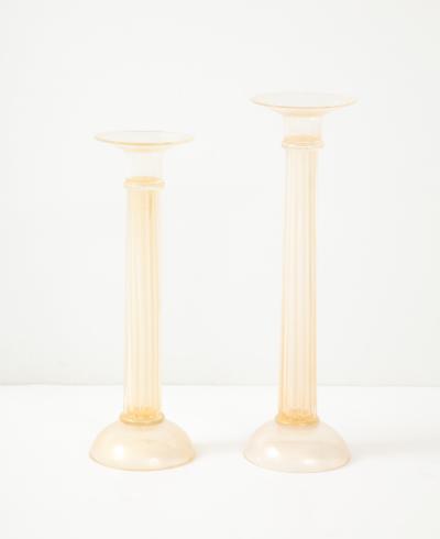  Oggetti Oggetti Italy Large Pair Of Murano Glass Candle Holders