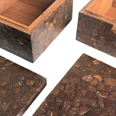  Oggetti Pair Oggetti Tessellated Coconut Shell Lidded Boxes 1990