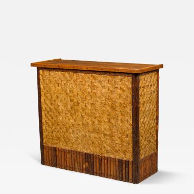  Old Hickory Furniture Co Rustic Old Hickory Style Log and Woven Rattan Bar