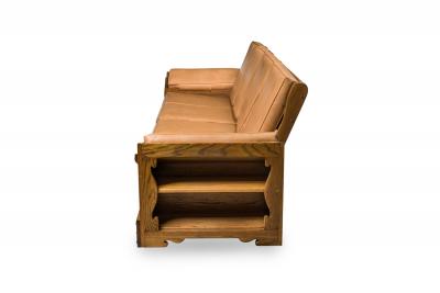  Old Hickory Furniture Co Rustic Old Hickory Wood and Tan Leather Settee