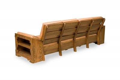  Old Hickory Furniture Co Rustic Old Hickory Wood and Tan Leather Settee