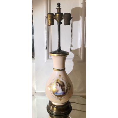  Old Paris Antique Old Paris Porcelain Neoclassical Portrait Lamp