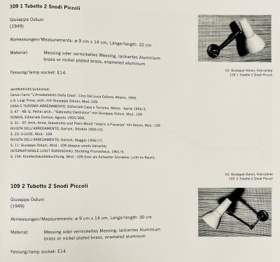  Oluce 1950s Giuseppe Ostuni Model 109 1 Tubetto 2 Snodi Piccoli Wall Lamp for Oluce