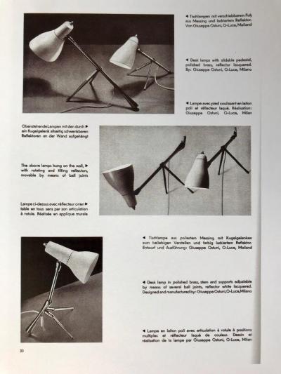  Oluce 1950s Giuseppe Ostuni Ochetta Red Brass Wall or Table Lamp for O Luce