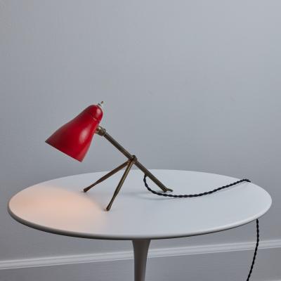  Oluce 1950s Giuseppe Ostuni Ochetta Red Brass Wall or Table Lamp for O Luce