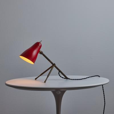  Oluce 1950s Giuseppe Ostuni Ochetta Red Brass Wall or Table Lamp for O Luce