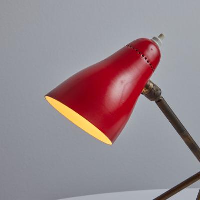  Oluce 1950s Giuseppe Ostuni Ochetta Red Brass Wall or Table Lamp for O Luce