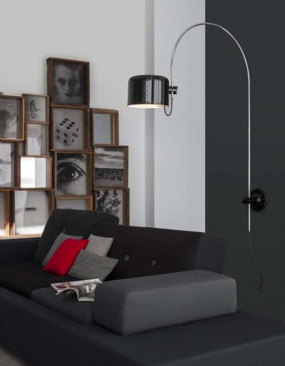  Oluce Large Joe Colombo Model 1158 Coup Wall Lamp in Black for Oluce