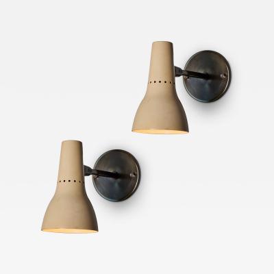  Oluce Pair of 1950s Giuseppe Ostuni 109 1 Tubetto 2 Snodi Piccoli Sconces for Oluce