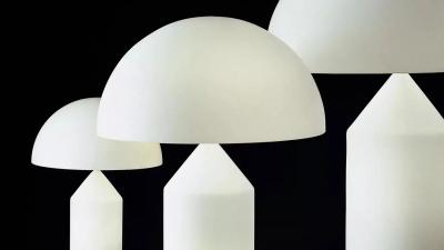  Oluce Vico Magistretti Atollo Opaline Glass Table Lamp for Oluce