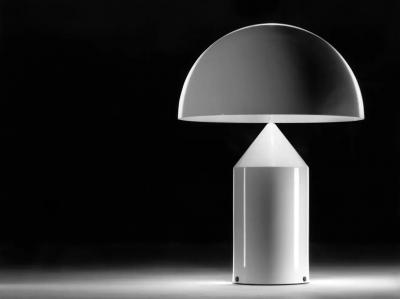  Oluce Vico Magistretti Atollo Opaline Glass Table Lamp for Oluce