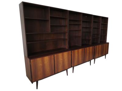  Omann Jun M belfabrik A S Three Omann Jun Mid century Danish Cabinets with Bookcase Hutches Wallunit