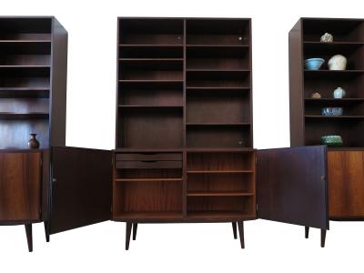  Omann Jun M belfabrik A S Three Omann Jun Mid century Danish Cabinets with Bookcase Hutches Wallunit