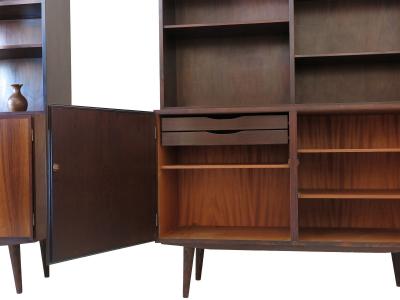  Omann Jun M belfabrik A S Three Omann Jun Mid century Danish Cabinets with Bookcase Hutches Wallunit