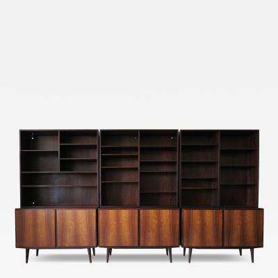  Omann Jun M belfabrik A S Three Omann Jun Mid century Danish Cabinets with Bookcase Hutches Wallunit