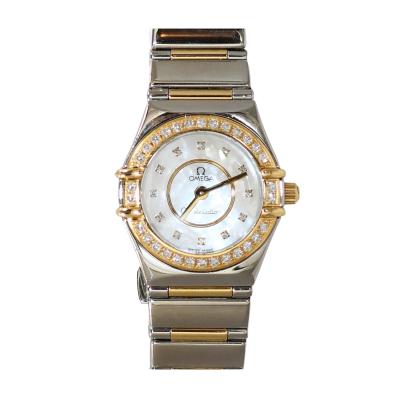  Omega 18k Stainless Steel Omega Watch Diamond Dial Bezel MOP Quartz