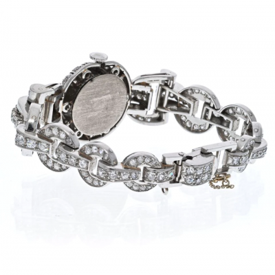  Omega OMEGA PLATINUM 1940S LADIES 12 CARAT OLD CUT DIAMOND WATCH