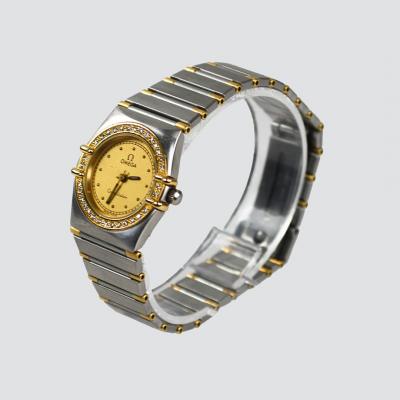  Omega Omega Constellation Two Tone Watch w Diamond Bezel 23mm