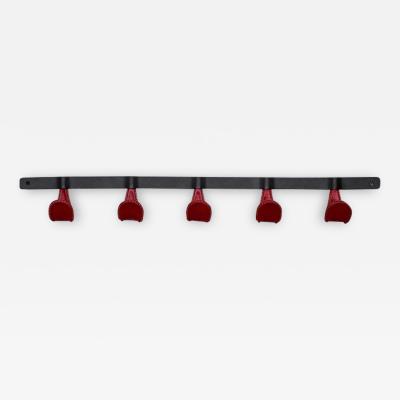  Orange Furniture ATELIER LEATHER AND IRON COAT RACK RED