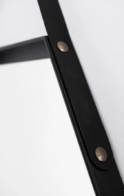  Orange Furniture BEVERLY OAK AND LEATHER HEXAGON MIRROR BY ORANGE LOS ANGELES