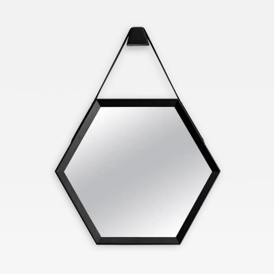  Orange Furniture BEVERLY OAK AND LEATHER HEXAGON MIRROR BY ORANGE LOS ANGELES