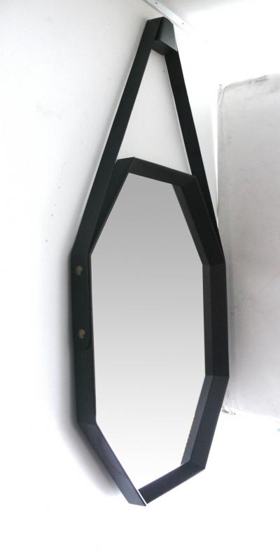  Orange Furniture Beverly Oak and Leather Elongated Octagon Mirror