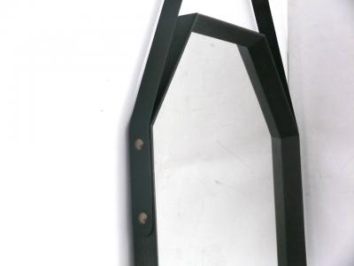  Orange Furniture Beverly Oak and Leather Elongated Octagon Mirror