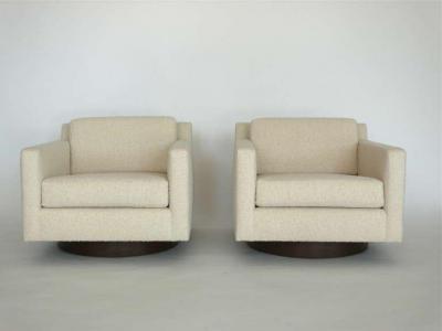  Orange Furniture Pair of Milo Baughman Style Swivel Chairs