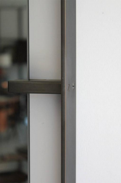 Orange Furniture Rectangular Metal and Leather Mirror