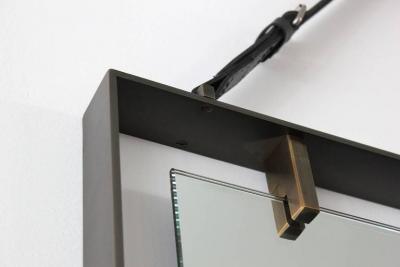  Orange Furniture Square Metal and Leather Mirror