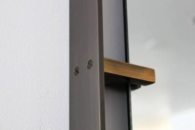  Orange Furniture Square Metal and Leather Mirror