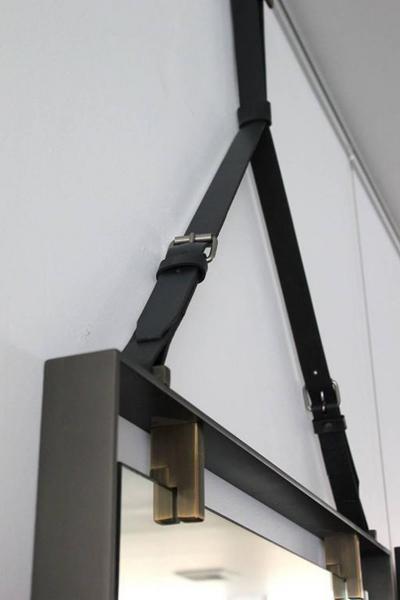  Orange Furniture Square Metal and Leather Mirror