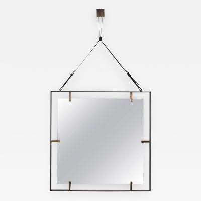  Orange Furniture Square Metal and Leather Mirror