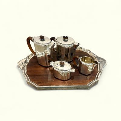 Orfevrerie Gallia Christofle Gallia 5 pieces coffee Tea set art deco