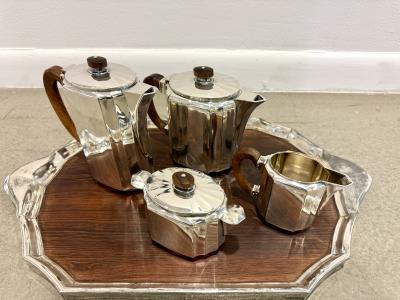 Orfevrerie Gallia Christofle Gallia 5 pieces coffee Tea set art deco