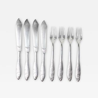  Orivit AG Orivit Jugendstil Silver Plated Flatware Fish Set for Four 1900 Germany