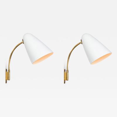  Orno Pair of 1950s Lisa Johansson Pape Model 3054 Wall Lamps for Orno