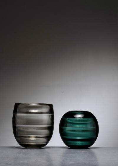  Orrefors Edward Hald pair of glass vases for Orrefors