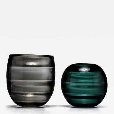  Orrefors Edward Hald pair of glass vases for Orrefors