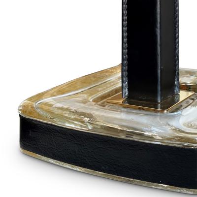  Orrefors Elegant Table Lamp in Crystal Leather and Brass by Orrefors Glasbruk