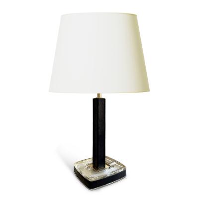  Orrefors Elegant Table Lamp in Crystal Leather and Brass by Orrefors Glasbruk