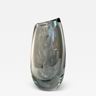  Orrefors Engraved glass vase Edition Orrefors Sweden circa 1950