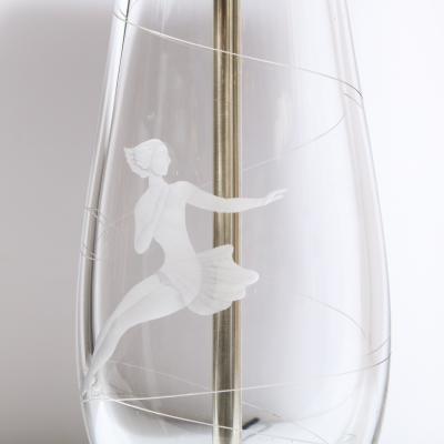  Orrefors Mid Century Modern Translucent Frosted Glass Figurative Table Lamp by Orrefors