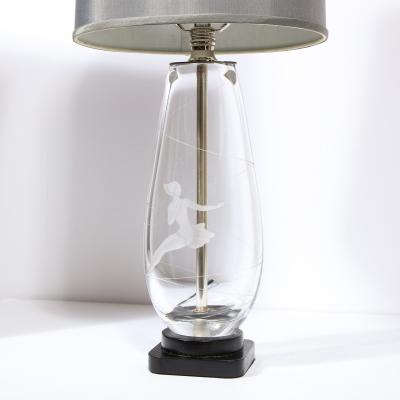  Orrefors Mid Century Modern Translucent Frosted Glass Figurative Table Lamp by Orrefors