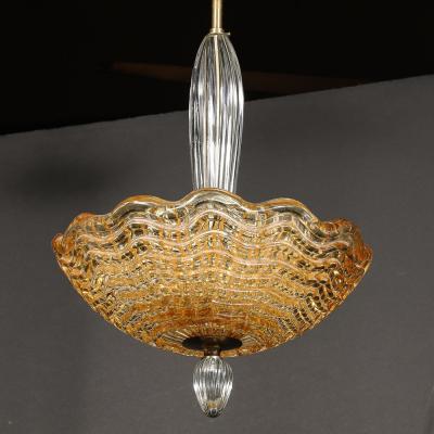  Orrefors Mid Century Mottled Glass Chandelier W Glass Drop Bronze Fittings by Orrefors