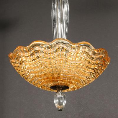 Orrefors Mid Century Mottled Glass Chandelier W Glass Drop Bronze Fittings by Orrefors