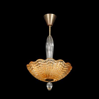  Orrefors Mid Century Mottled Glass Chandelier W Glass Drop Bronze Fittings by Orrefors