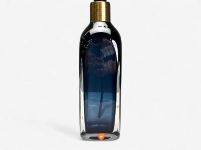  Orrefors Nils Landberg Swedish Modern Blue Tinted Glass Table Lamp Sweden 1960s